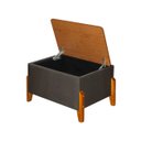 Ver imagem 4 de Puff Báu Retro Tampo em Madeira Premium para Sala e Quarto Recamier Moderno Closet Retro Cor Marrom