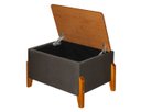 Ver imagem 4 de Puff Báu Retro Tampo em Madeira Premium para Sala e Quarto Recamier Moderno Closet Retro Cor Marrom