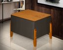 Ver imagem 2 de Puff Báu Retro Tampo em Madeira Premium para Sala e Quarto Recamier Moderno Closet Retro Cor Marrom