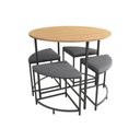 Ver imagem 2 de Mesa Jantar Li038 C/ Tampo Madeirado 90cm + 4banquetas Canela/preto Kappesberg