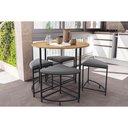 Ver imagem 1 de Mesa Jantar Li038 C/ Tampo Madeirado 90cm + 4banquetas Canela/preto Kappesberg