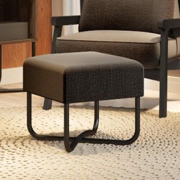 Puff Pequeno Tecido Chumbo Tubos Pretos Carraro - 1