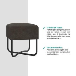 Puff Pequeno Tecido Chumbo Tubos Pretos Carraro - 4