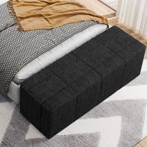 Puff Decorativo Living Sala de Estar 195 cm Roma W01 Linho Chumbo - Lyam Lyam Decor