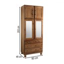 Ver imagem 4 de Guarda-roupa Solteiro Barnabé 4 Portas 3 Gavetas com Espelho Madeira Maciça Castanho - Pnr Móveis