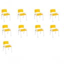 Ver imagem 1 de Kit 9 Cadeira Iso Infantil Creche, Base Branco Amarelo
