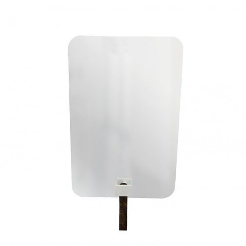 Espelho Decorativo Cantos com Gancho Alumínio Branco Retangular com Corino Rajado 60 x 40 cm