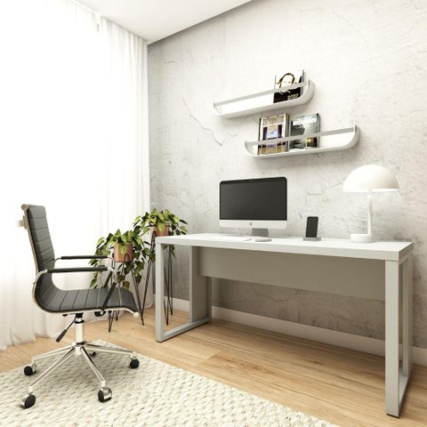Mesa Escrivaninha P/ Estudos Pé Metal 150cm X 60cm F5 Office
