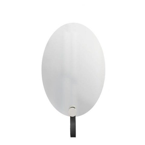 Espelho Decorativo Oval com Gancho Alumínio Branco com Corino Preto 60 x 40 cm