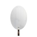 Ver imagem 1 de Espelho Decorativo Oval com Gancho Alumínio Branco com Corino Rajado 60 x 40 cm