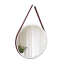 Ver imagem 1 de Espelho Decorativo Adnet Branco Alça Corino Marrom Café 50 cm Redondo