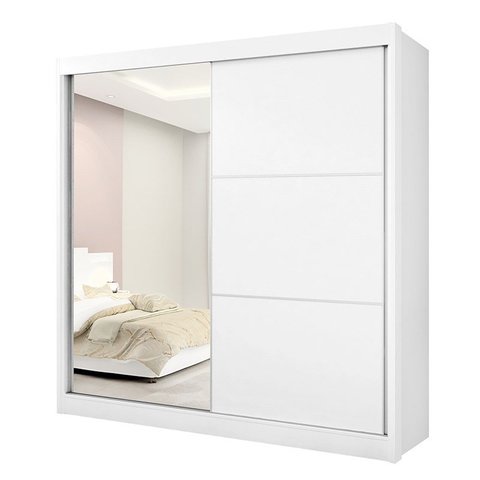 Guarda Roupa Casal Com Espelho 2 Portas 6 Gavetas Titanium D'Doro Móveis Branco
