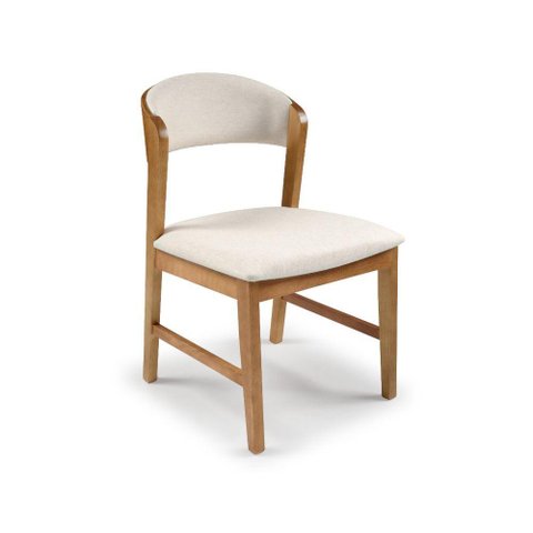 Cadeira Suprema Encosto Curvo em Madeira Cor Freijó Tecido Linho 132, Estrutura Maciça Cores