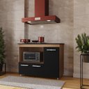 Ver imagem 3 de Balcão Cooktop 3 Portas MDP Dobradiças Metálicas Pés Anita Savana/Preto