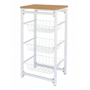 Ver imagem 1 de Fruteira de Chão 3 Cestos para Cozinha Tampo Madeira Mdf Modelo Florença Suporte Aço Branco/itaúba