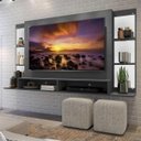Ver imagem 3 de Painel TV até 60 Polegadas com Suporte, Espelho e Prateleiras Vidro Grafite