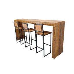 Conjunto Balcão Slim com 3 Banquetas Tokyo - Peroba Rosa - 3 Conjunto Balcão Slim com 3 Banquetas Tokyo - Peroba Rosa - 3