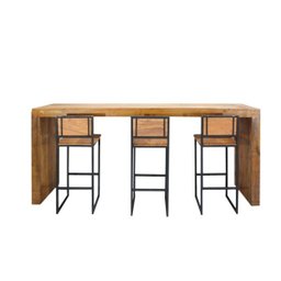 Conjunto Balcão Slim com 3 Banquetas Tokyo - Peroba Rosa - 1 Conjunto Balcão Slim com 3 Banquetas Tokyo - Peroba Rosa - 1