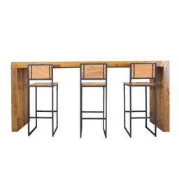 Conjunto Balcão Slim com 3 Banquetas Tokyo - Peroba Rosa - 5 Conjunto Balcão Slim com 3 Banquetas Tokyo - Peroba Rosa - 5