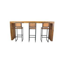 Conjunto Balcão Slim com 3 Banquetas Tokyo - Peroba Rosa - 6 Conjunto Balcão Slim com 3 Banquetas Tokyo - Peroba Rosa - 6