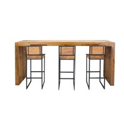 Conjunto Balcão Slim com 3 Banquetas Tokyo - Peroba Rosa - 2 Conjunto Balcão Slim com 3 Banquetas Tokyo - Peroba Rosa - 2