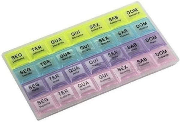 Organizador de Comprimidos Semanal Colorido para Medicamentos - 2