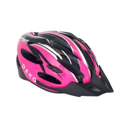Capacete Ciclismo Com Led Sinalizador Mtb Rosa Preto Deko:Rosa/G - 2