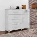 Ver imagem 1 de Cômoda com chave Ibiza Plus 1 Porta 5 Gavetas - Branco Lanza