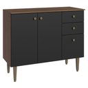 Ver imagem 1 de Balcão Gabinete 3 Portas 1 Gaveta Rustic/preto Gourmet Madesa