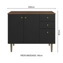 Ver imagem 3 de Balcão Gabinete 3 Portas 1 Gaveta Rustic/preto Gourmet Madesa