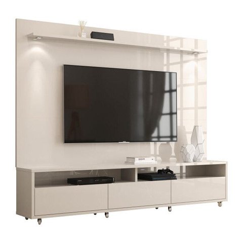 Rack com Painel Aspen 220cm Off White - Móveisaqui