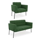 Ver imagem 1 de Sofá Namoradeira e Poltrona Pé de Ferro Preto para Sala Elisa Suede D03 - D'Rossi Verde
