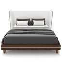 Ver imagem 1 de Cabeceira Queen Nilo 160cm com Cama Pés Madeira Suném P05 Couríssimo Marrom Bouclê Cru - Lyam Decor