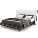 Ver imagem 3 de Cabeceira Queen Nilo 160cm com Cama Pés Madeira Suném P05 Couríssimo Marrom Bouclê Cru - Lyam Decor