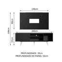 Ver imagem 3 de Rack Madesa Dubai com Pés e Painel para TV até 58 Polegadas Preto/Preto 8N77 Cor:Preto/Preto/Branco