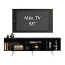 Ver imagem 4 de Rack Madesa Dubai com Pés e Painel para TV até 58 Polegadas Preto/Preto 8N77 Cor:Preto/Preto/Branco