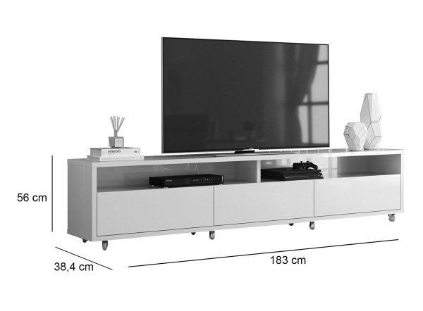 Rack Bancada para TV Aspen 180cm Branco - Móveisaqui - 5
