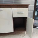 Ver imagem 3 de Balcão Buffet 120cm Gabinete Cozinha com Tampo Off-white Marrom