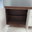 Ver imagem 2 de Balcão Buffet 120cm Gabinete Cozinha com Tampo Off-white Marrom