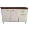 Balcão Buffet 120cm Gabinete Cozinha Com Tampo Off-White Marrom - 1