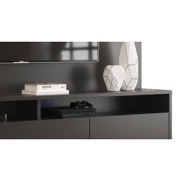 Rack com Painel Aspen 220cm Preto - Móveisaqui - 4