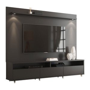 Rack com Painel Aspen 220cm Preto - Móveisaqui