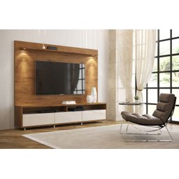 Rack com Painel Aspen 180cm Madeiro Canela com Off White - Móveisaqui - 2 Rack com Painel Aspen 180cm Madeiro Canela com Off White - Móveisaqui - 2