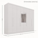Ver imagem 4 de Guarda-Roupa Casal Modulado Canto com Espelho 13 Portas 4 Gavetas Multimóveis Branco