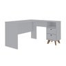 Escrivaninha De Canto home office Com 2 Gavetas de corrediças telescópicas para Escritório, Quarto,  - 3