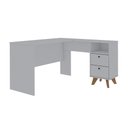 Ver imagem 3 de Escrivaninha De Canto home office Com 2 Gavetas de corrediças telescópicas para Escritório, Quarto,