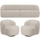 Ver imagem 1 de Sofá 3 Lugares Curvo Orgânico com 02 Poltronas para Sala Living 220cm Barolo L06 Linho Bege - Lyam D