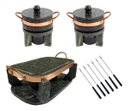 Ver imagem 2 de Chapa de Pedra Gourmet Fondue 31cm +2 Panelas 500ml +Rechaud 12 Peças