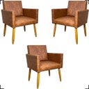 Ver imagem 1 de Kit 3 Poltronas Decorativa para Sala Recepção Consultório Nina Corino Cores Pé Palito 30 Cm Castanho
