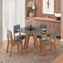 Ver imagem 1 de Conjunto Sala de Jantar 4 Lugares Quadrado Tampo de MDF/Vidro Dynna Cobre/Vidro Grafite/Cinza- Casa